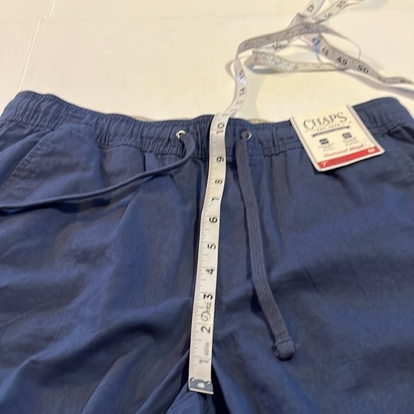 NWT-Chaps-M-dark denim-linen blend,elastic waist, drawstring, pull on, shorts. - Picture 12 of 15